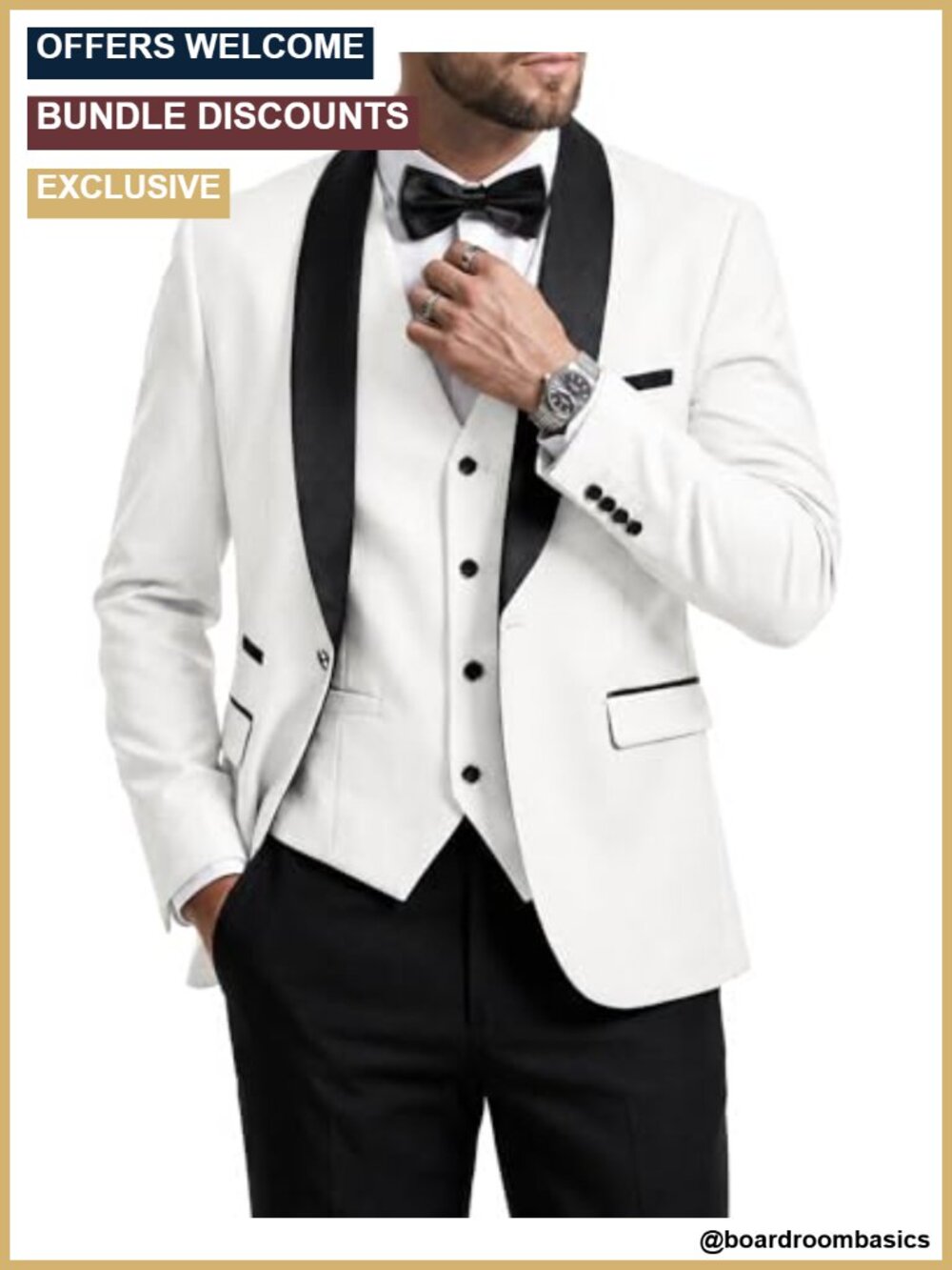 Men's 3 Piece Slim Fit Suit Set One Button Shawl Lapel Tuxedo Jacket Vest Pants